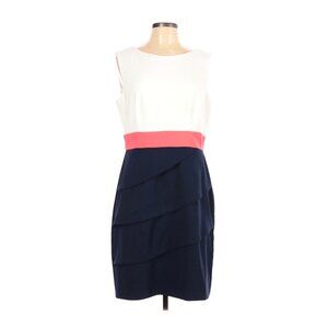 Dressbarn Womens Colorblock Sleeveless Dress Size 14 With Navy White & Pink